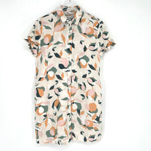 Rachel Zoe Linen Dress‎ Womens S Shirt Floral Shift Lightweight Preppy Collared